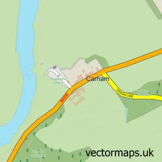 Street map sample of Carham, Northumberland