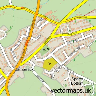 Street map sample of Carharrack, Cornwall