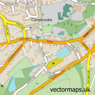 Street map sample of Carisbrooke, Isle of Wight