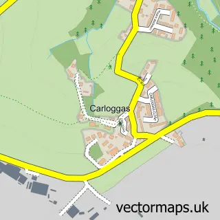 Street map sample of Carloggas, Cornwall