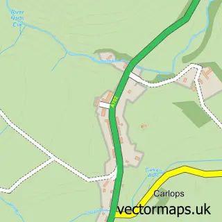 Street map sample of Carlops, Tweeddale