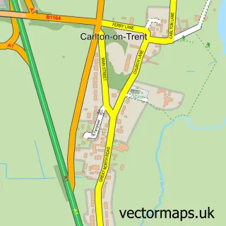 Street map sample of Carlton on Trent, Nottinghamshire