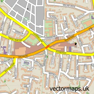 Street map sample of Carlton, Nottinghamshire
