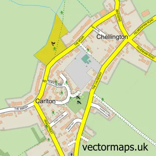 Street map sample of Carlton, Bedfordshire
