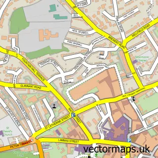 Street map sample of Carmarthen, Dyfed