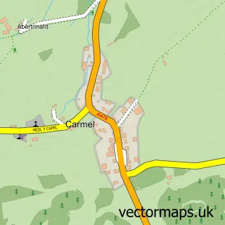 Street map sample of Carmel, Dyfed