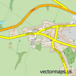 Street map sample of Carmel, Clwyd