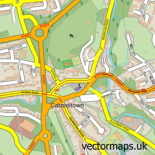 Street map sample of Carmeltown, Gwent