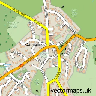 Street map sample of Carmunnock, City of Glasgow