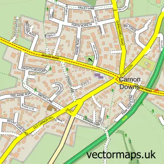 Street map sample of Carnon Downs, Cornwall