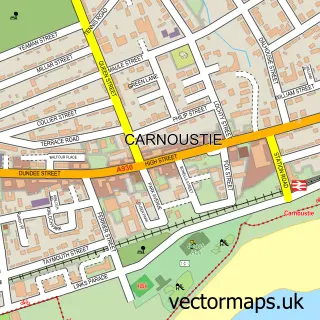 Street map sample of Carnoustie, Angus