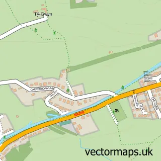 Street map sample of Carreghofa, Powys