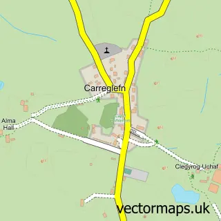 Street map sample of Carreglefn, Gwynedd