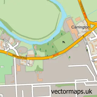Street map sample of Carrington, Greater Manchester