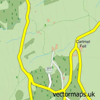 Street map sample of Cartmel Fell, Cumbria