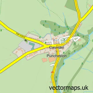 Street map sample of Casmael / Puncheston, Dyfed