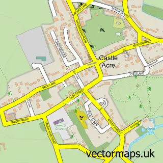 Street map sample of Castle Acre, Norfolk