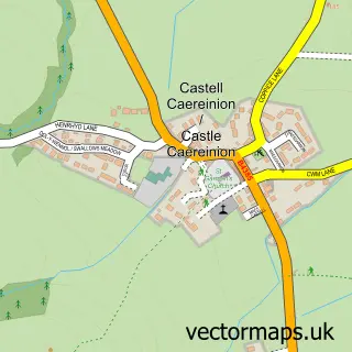 Street map sample of Castle Caereinion, Powys