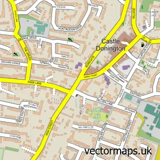 Street map sample of Castle Donington, Leicestershire