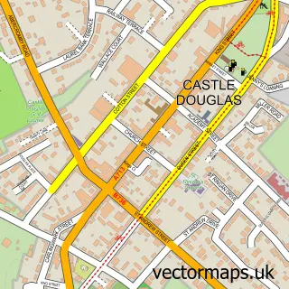 Street map sample of Castle Douglas, The Stewartry of Kirkcudbright
