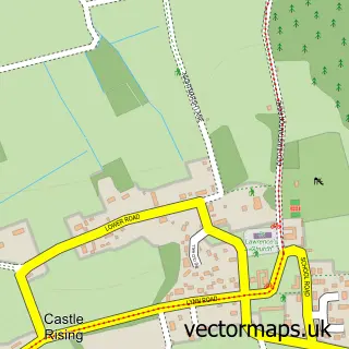 Street map sample of Castle Rising, Norfolk