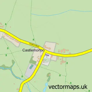 Street map sample of Castlemorton, Worcestershire