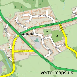 Street map sample of Castleside, Durham