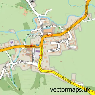 Street map sample of Castleton, Derbyshire