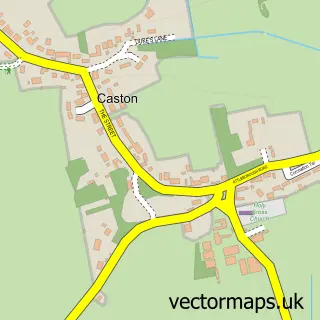 Street map sample of Caston, Norfolk