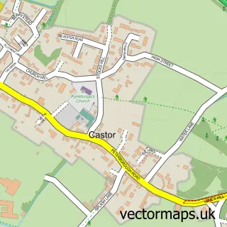 Street map sample of Castor, Cambridgeshire