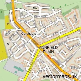 Street map sample of Catchgate, Durham