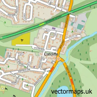 Street map sample of Catcliffe, South Yorkshire