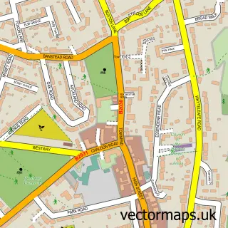 Street map sample of Caterham on the Hill, Surrey