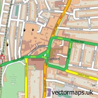 Street map sample of Catford, Greater London
