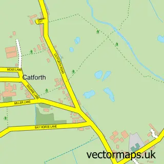 Street map sample of Catforth, Lancashire