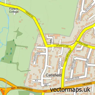 Street map sample of Catisfield, Hampshire