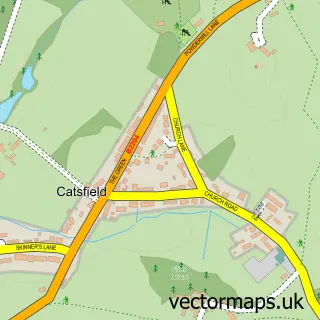 Street map sample of Catsfield, East Sussex