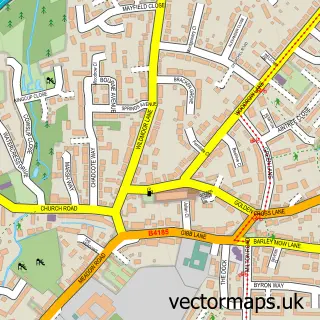 Street map sample of Catshill, Worcestershire