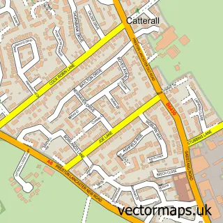 Street map sample of Catterall, Lancashire