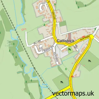 Street map sample of Cattistock, Dorset