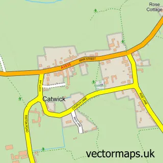 Street map sample of Catwick, East Riding of Yorkshire