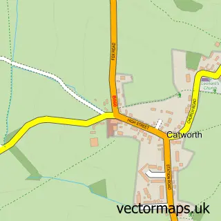 Street map sample of Catworth, Cambridgeshire