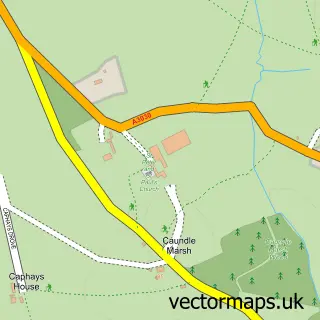 Street map sample of Caundle Marsh, Dorset
