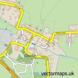 Street map sample of Caunton, Nottinghamshire