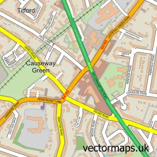 Street map sample of Causeway Green, West Midlands