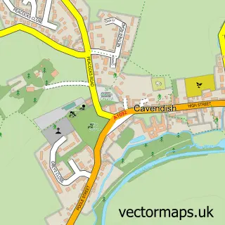 Street map sample of Cavendish, Suffolk