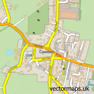Street map sample of Cawston, Norfolk