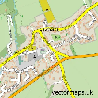 Street map sample of Cawthorne, South Yorkshire