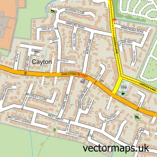 Street map sample of Cayton, North Yorkshire