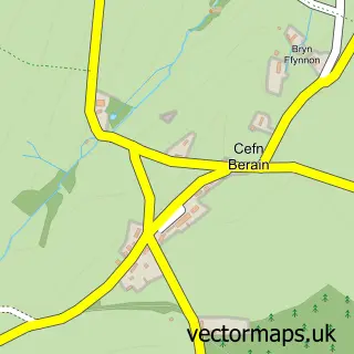 Street map sample of Cefn Berain, Clwyd